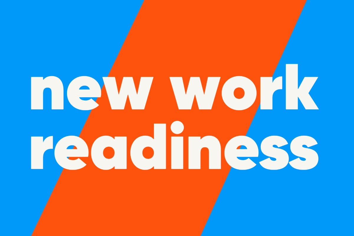 blau orangene grafik mit Aufschrift new work readiness